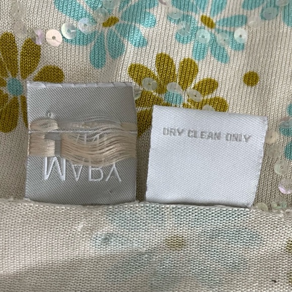 MARY JANE by Marcasiano Women’s Floral Cream Silk Nylon Sequins Blouse-Size L - Picture 3 of 5